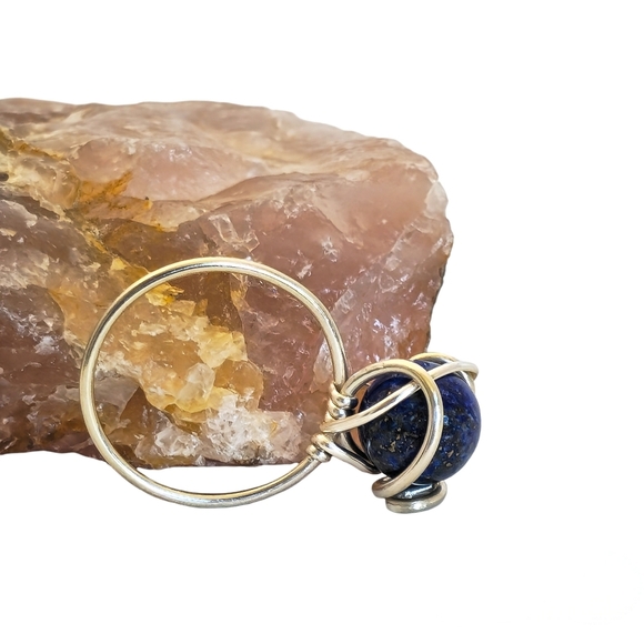 Handmade✨'Lapis Ivy'🌿Wire-wrapped Lapis Lazuli Bead Size 9.5 - Picture 2 of 4